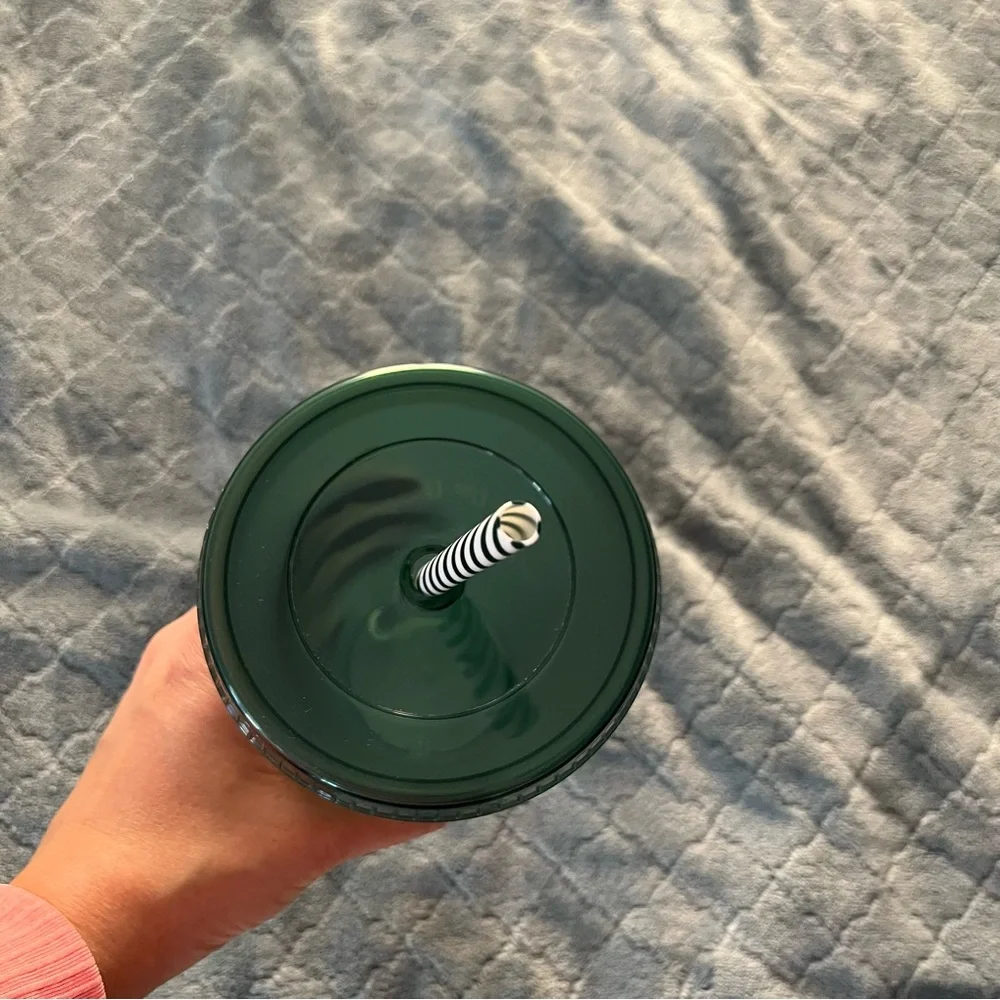 Starbucks Forest‎ Green Tumbler with Striped Straw